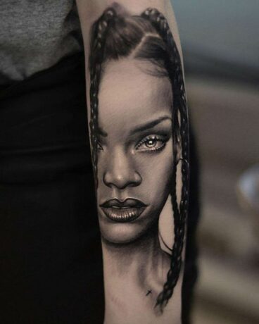 Amazing Rihannas portrait tattoo