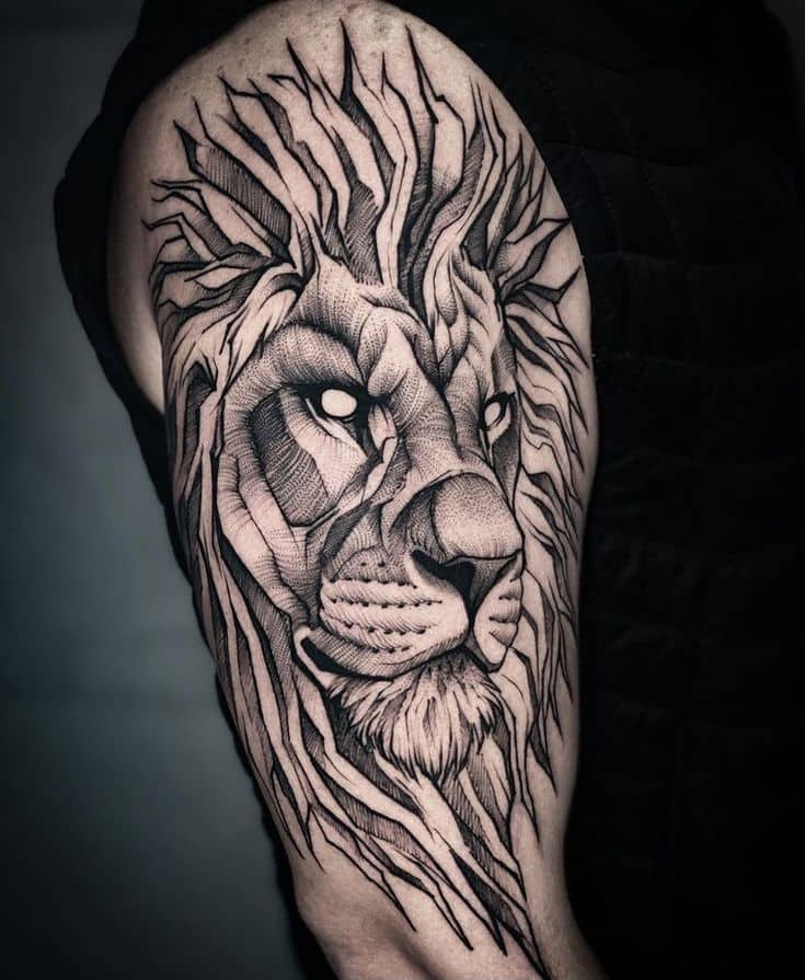 Amazing abstract lion tattoo