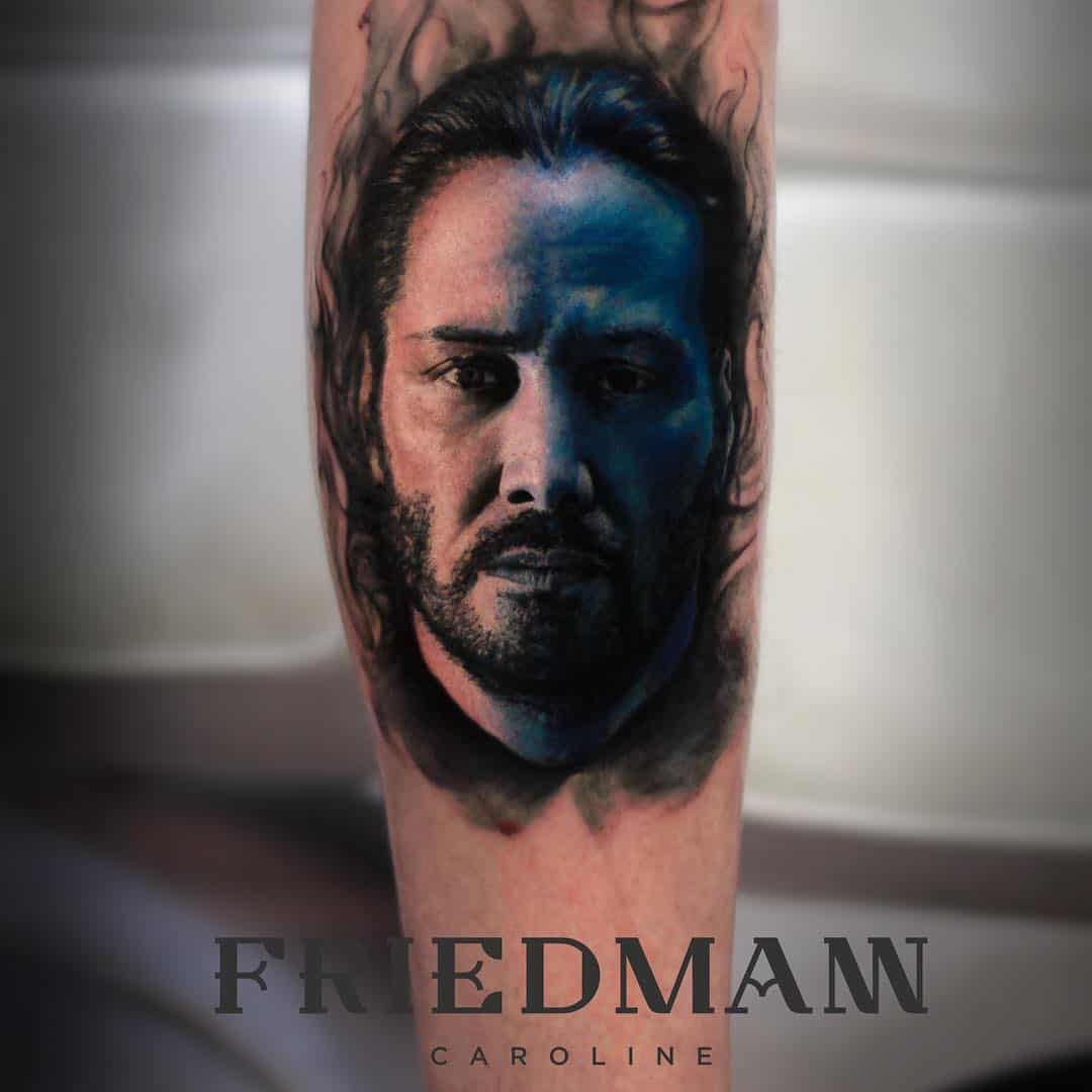 Amazing keanu portrait tattoo by friedmanncaroline