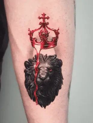 Amazing lion and crown tattoo on arm 1