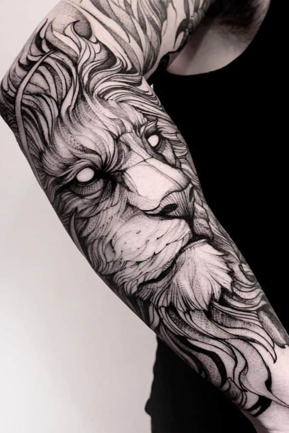 Amazing lion tattoo on arm
