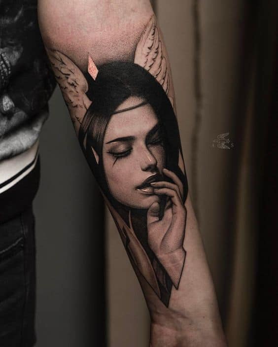 Amazing portrait tattoo as realism