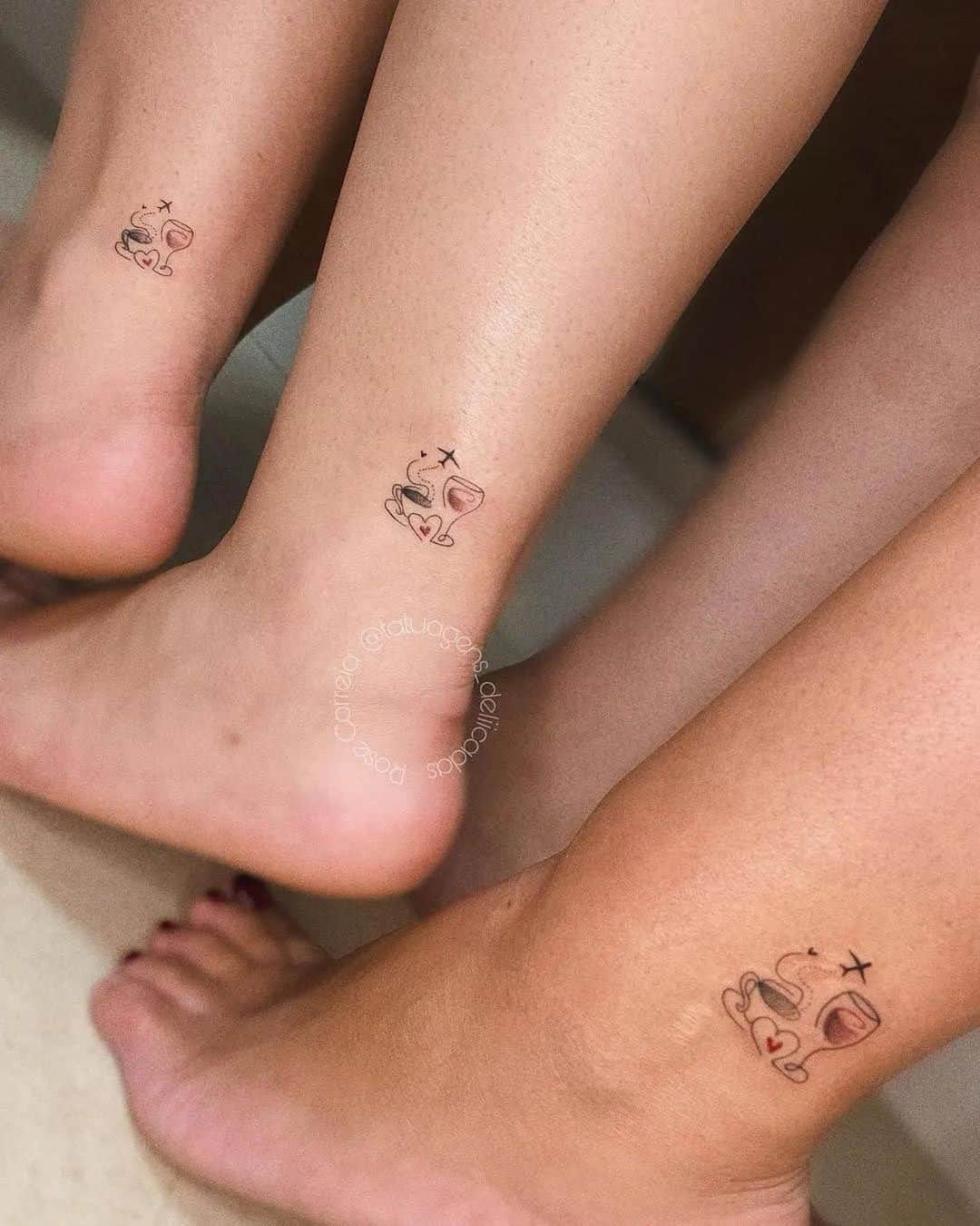 Amazing wine tattoo on leg by tinytattooinc