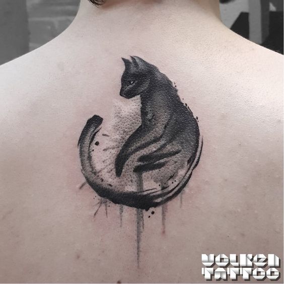 Beautiful cat abstract tattoo design