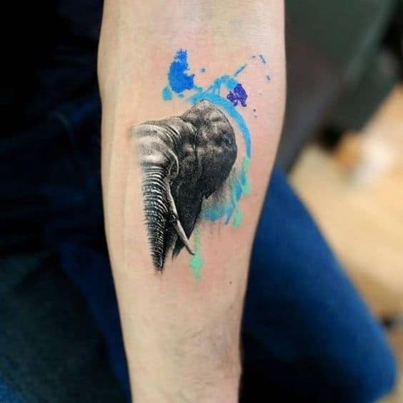 Beautifulj watercolor abstract elephant tattoo