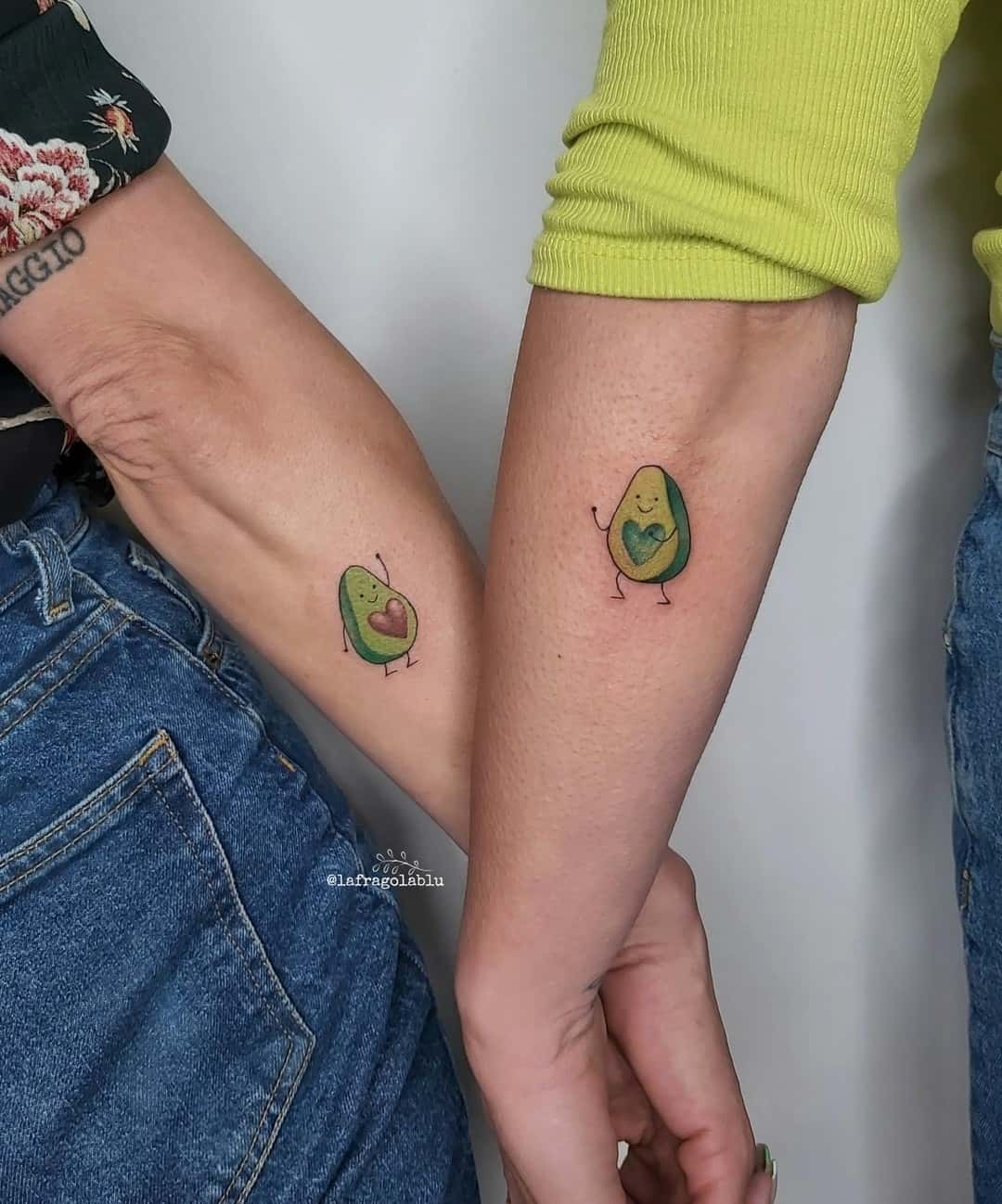 Cute matching avacado tattoo by lafragolblu