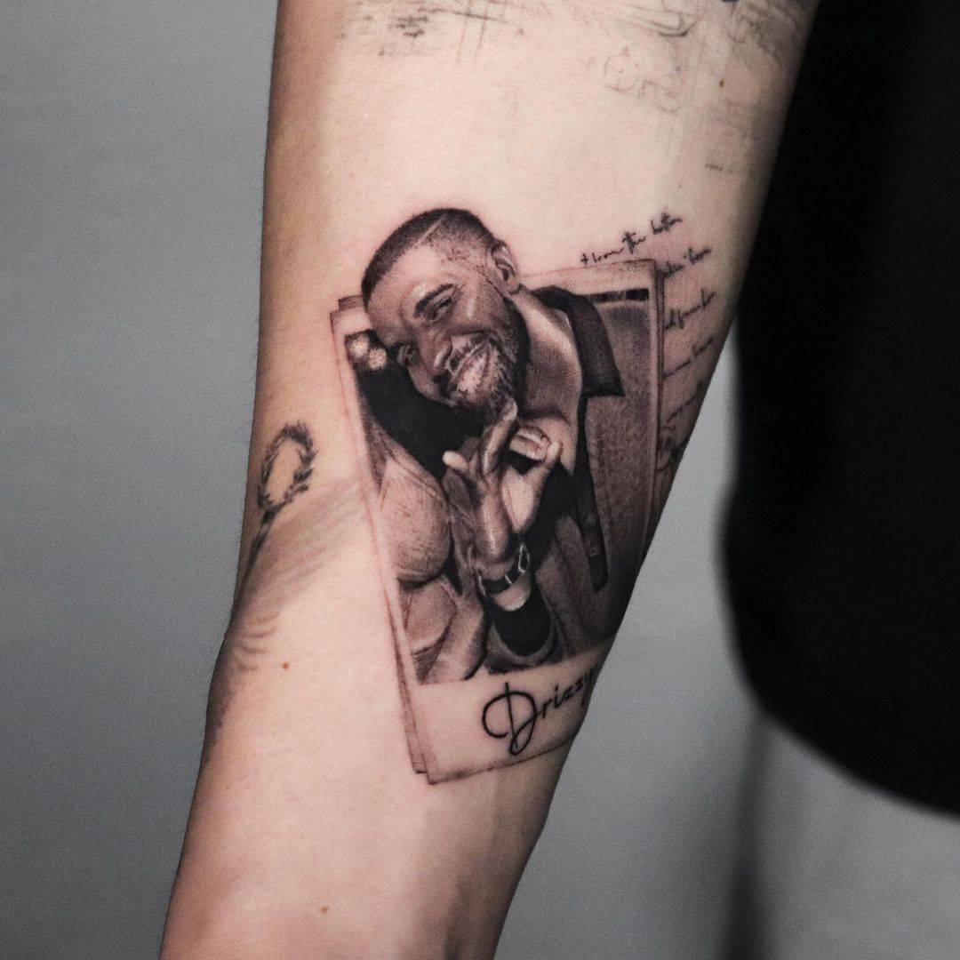 Drakes portrait by kidneedle tattoo
