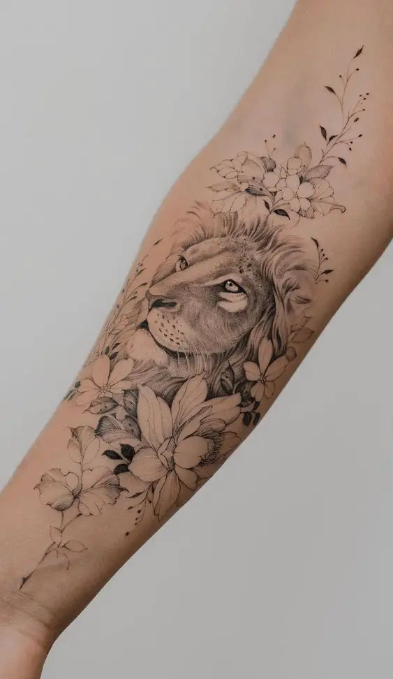 Female lion tattoo design