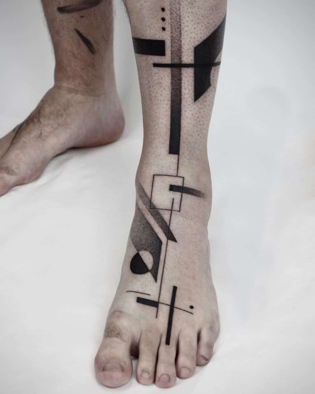 Geometric tattoo on foot by eleonora.cercato