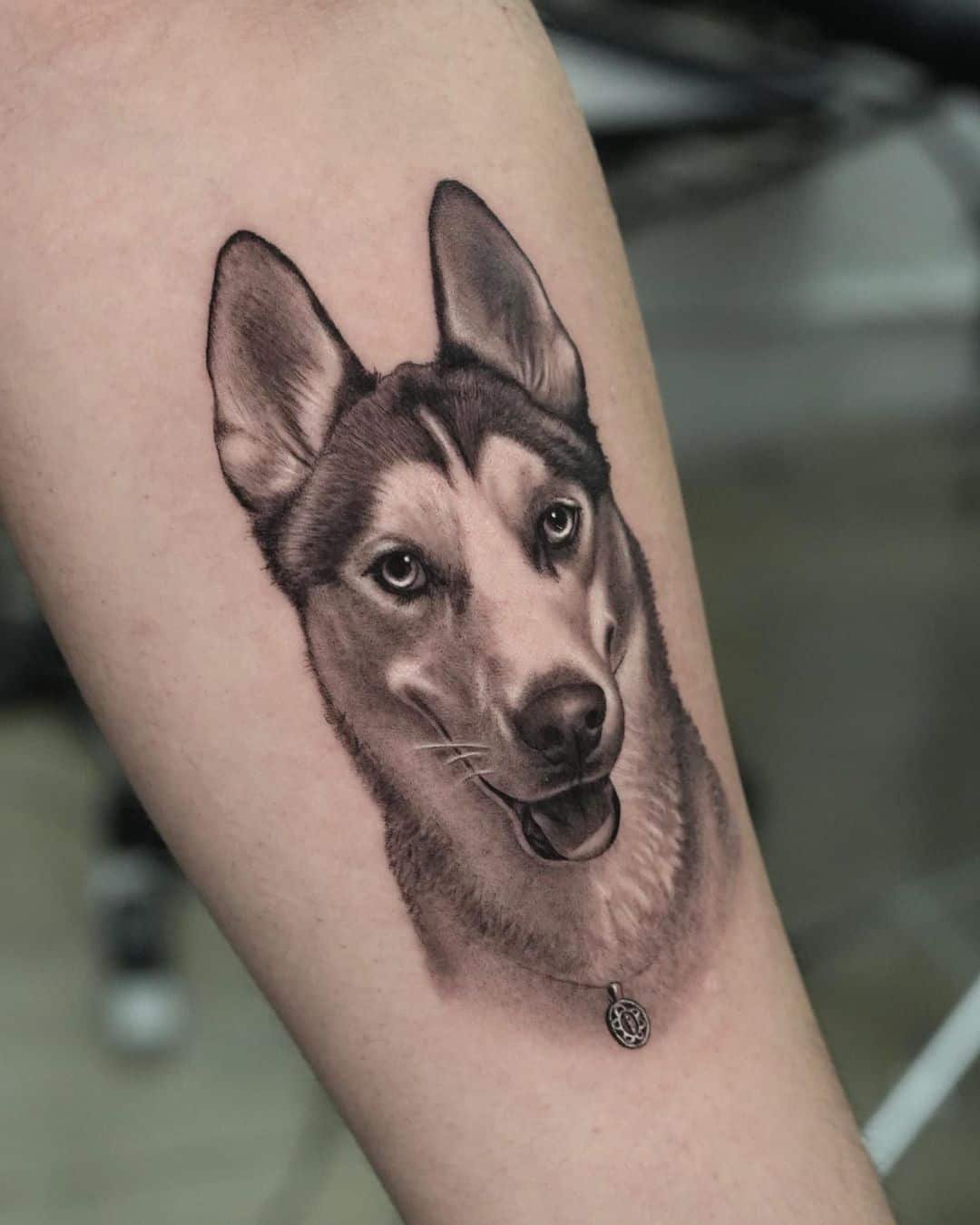 Husky Portrait tattoo dsign by admdeanart