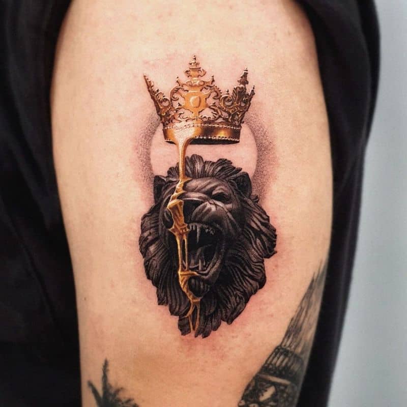 Lion tattoo with crown by @jiro painter