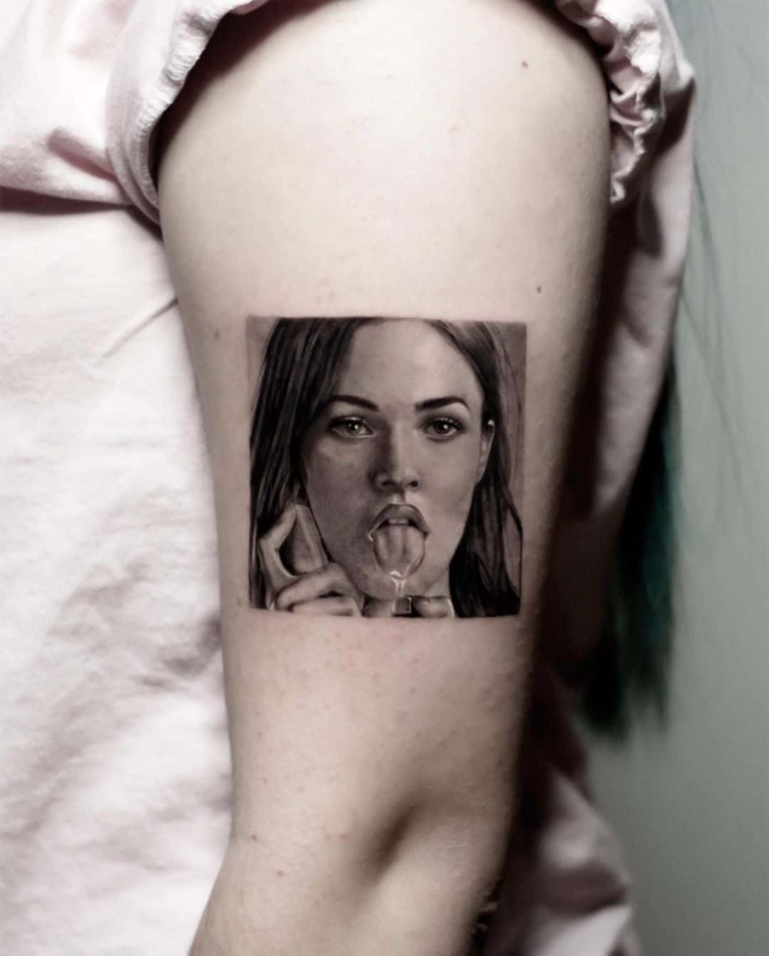 Megan fox Reaistic portrait tattoo by