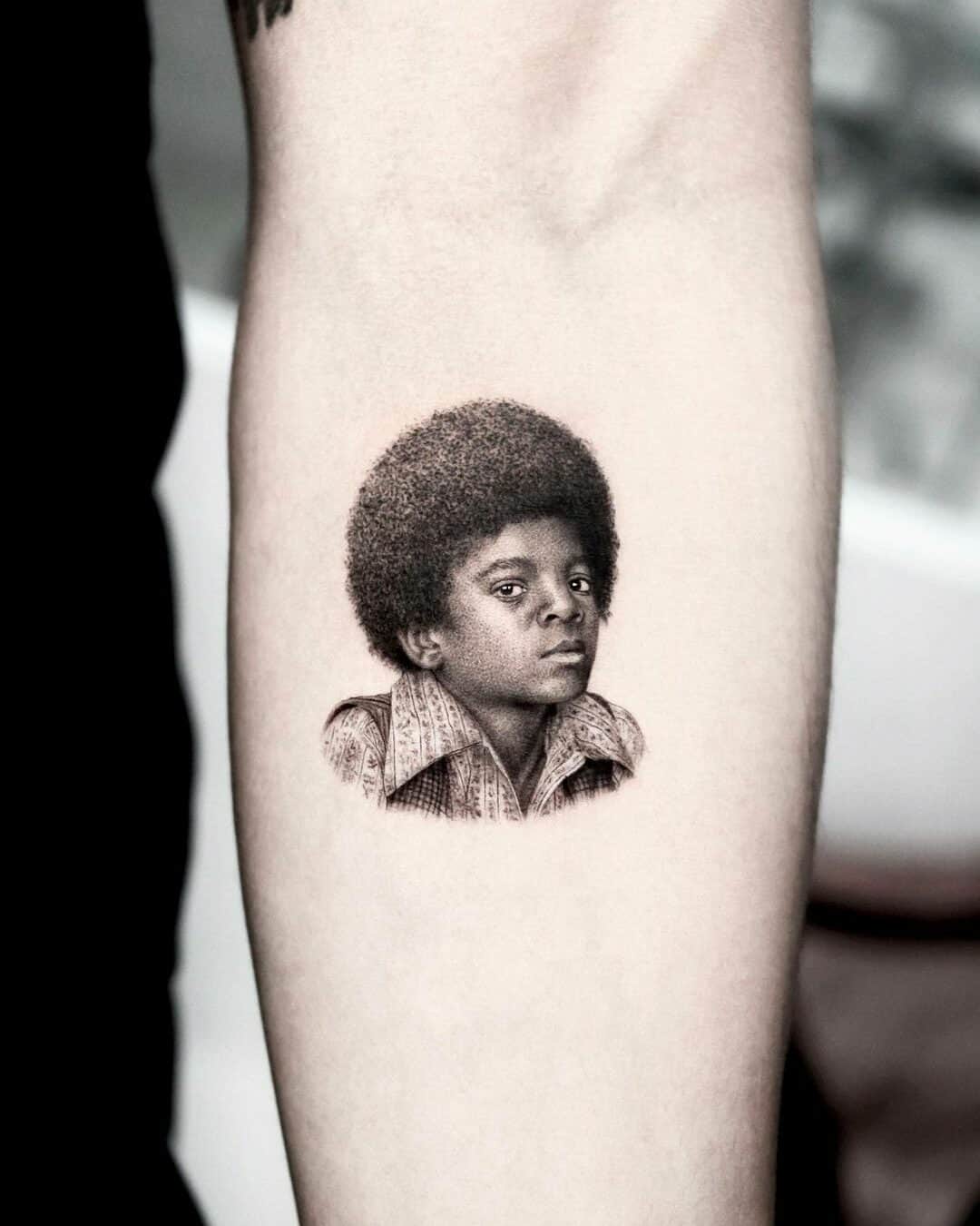 Michales portrait on arm by tattooist yeono edited 1