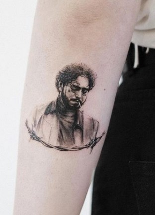 Post Malone portrait tattoo design
