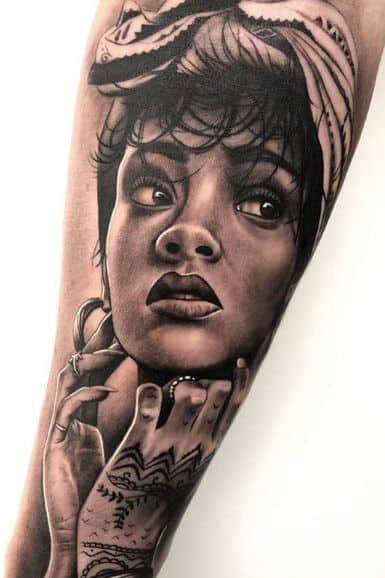 Rihanna Portrait tattoo