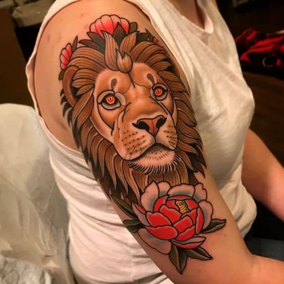 Traditional lion tattoo