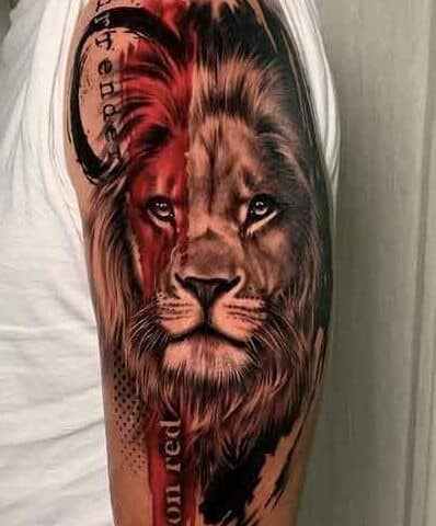 Trash polka lion tattoo design edited