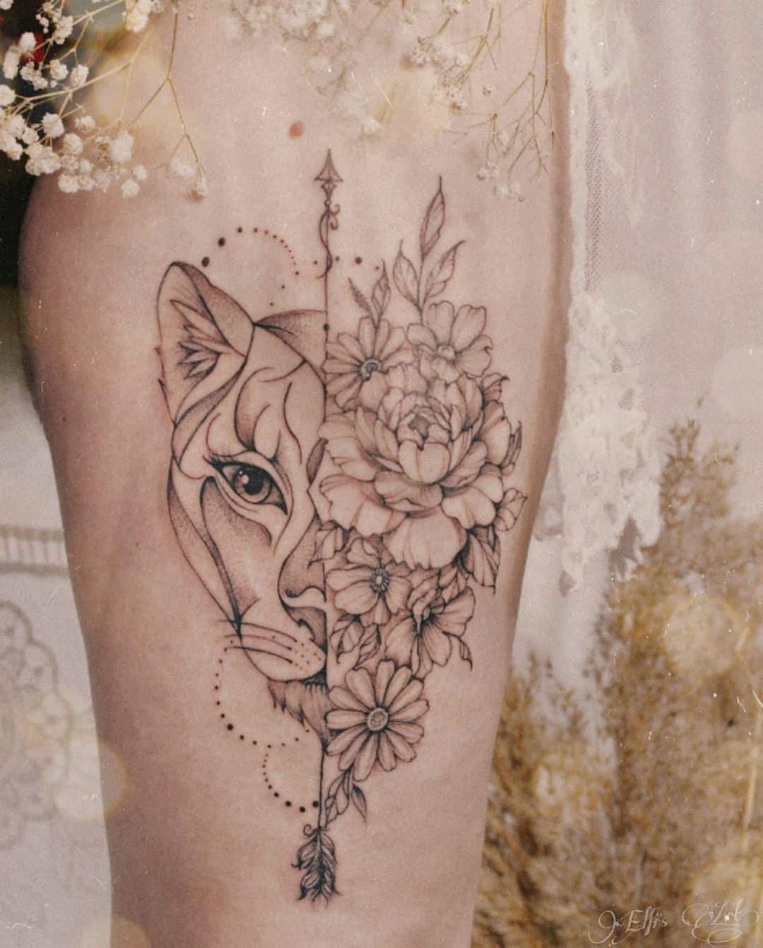 Wonderful lioness tattoo by elfivonfriedrich tattoo