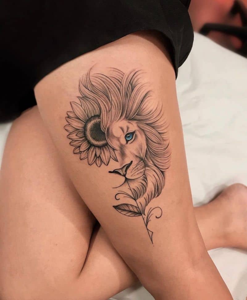 lion-tattoos-for-women-lion-head-tattoo-on-right-shoulder-blade-34403-900×1233  | Tattoo Express