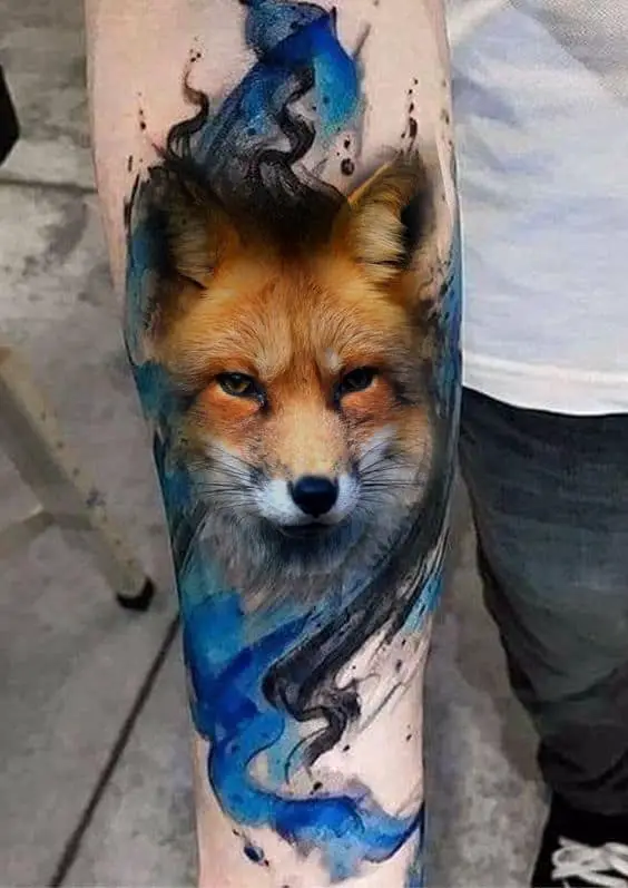Abstract fox tattoo on arm