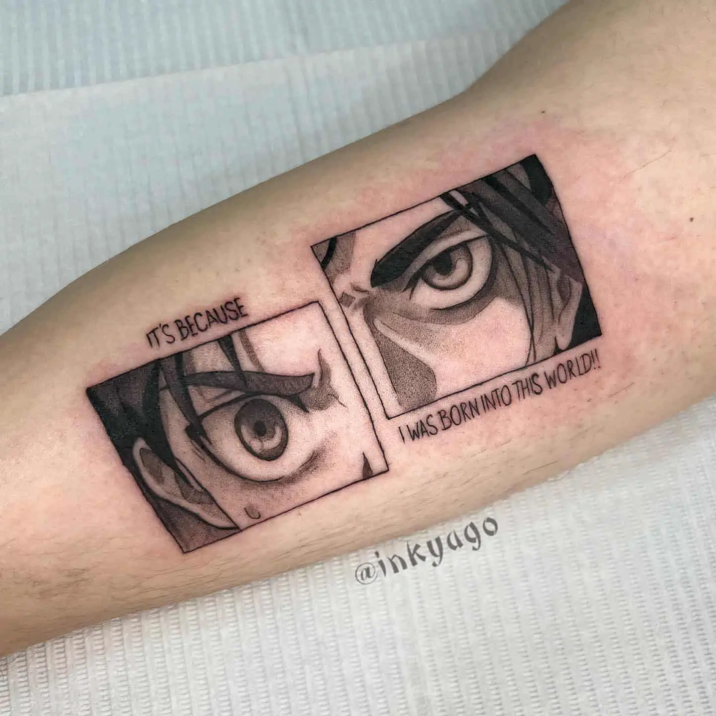 Amazing Anime eye tattoo by inkyago