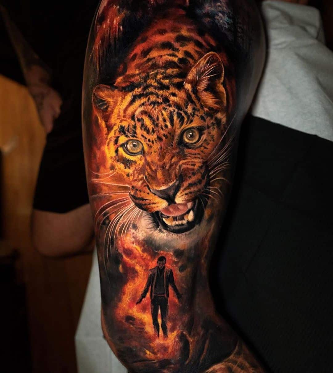 Amazing Realistic leopard tattoo design by mdwipeoutz