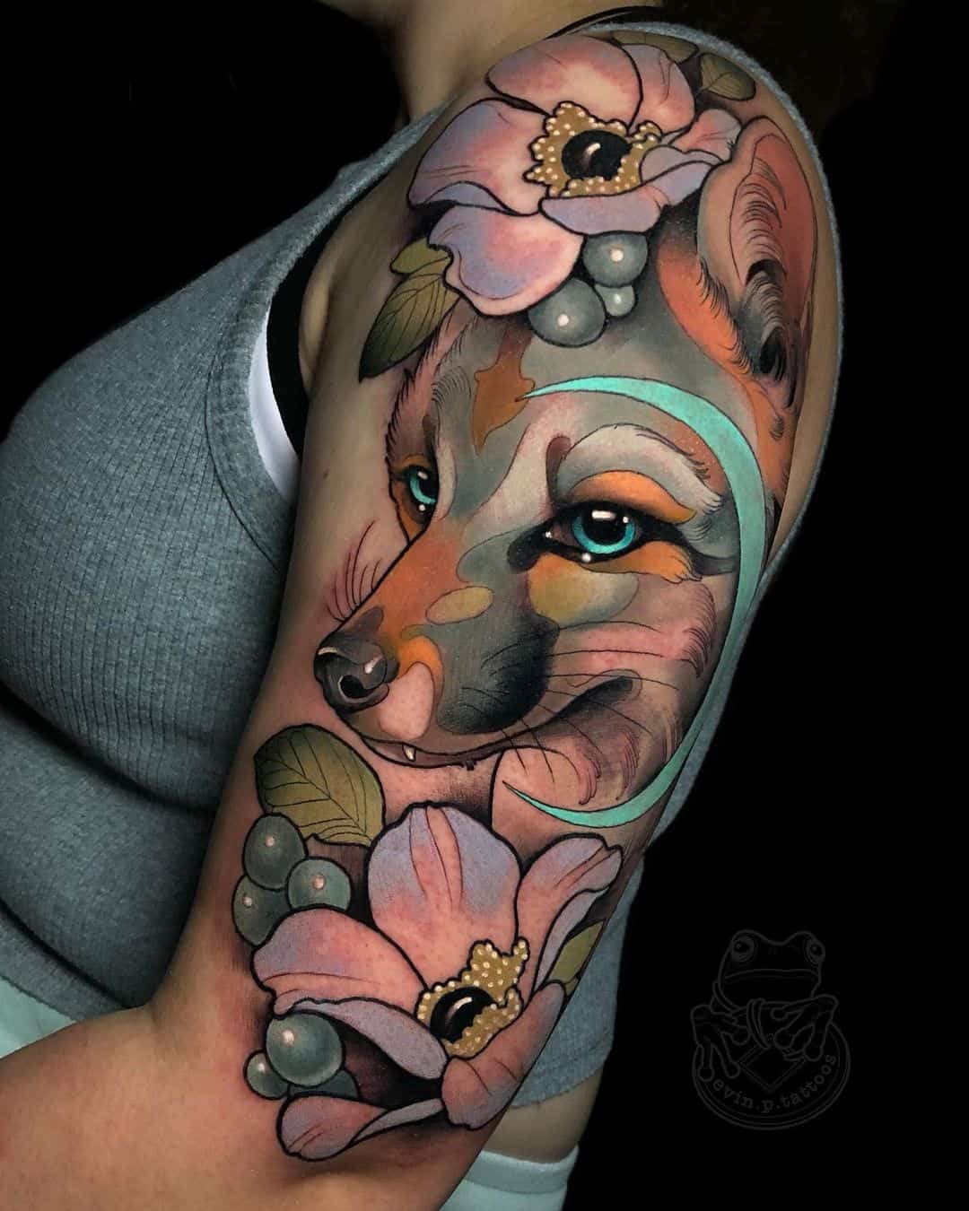 Amazing fox tattoo design for women on arm by evin.p.tattoos
