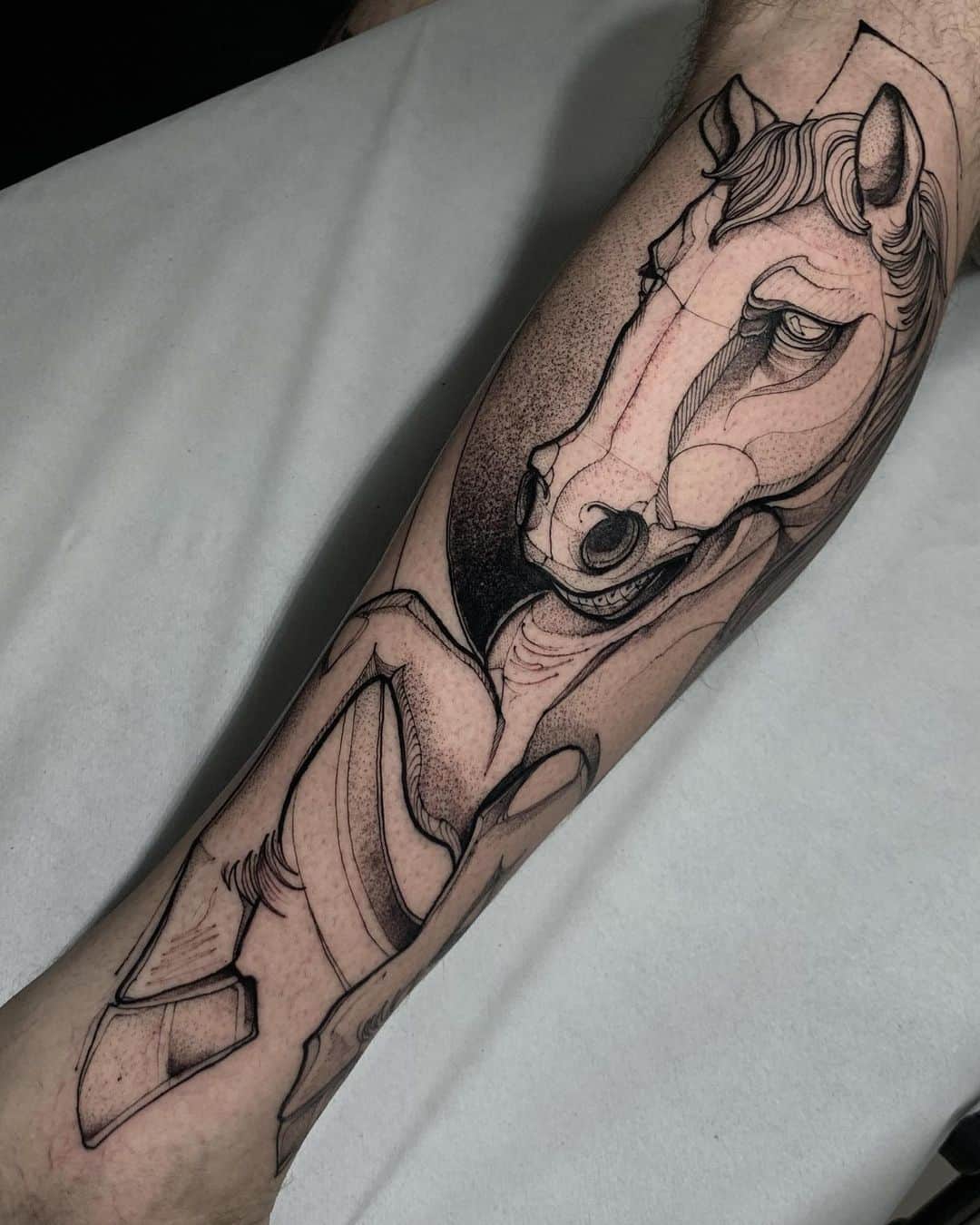 Amazing horse head tattoo by rafaeleliastattoo