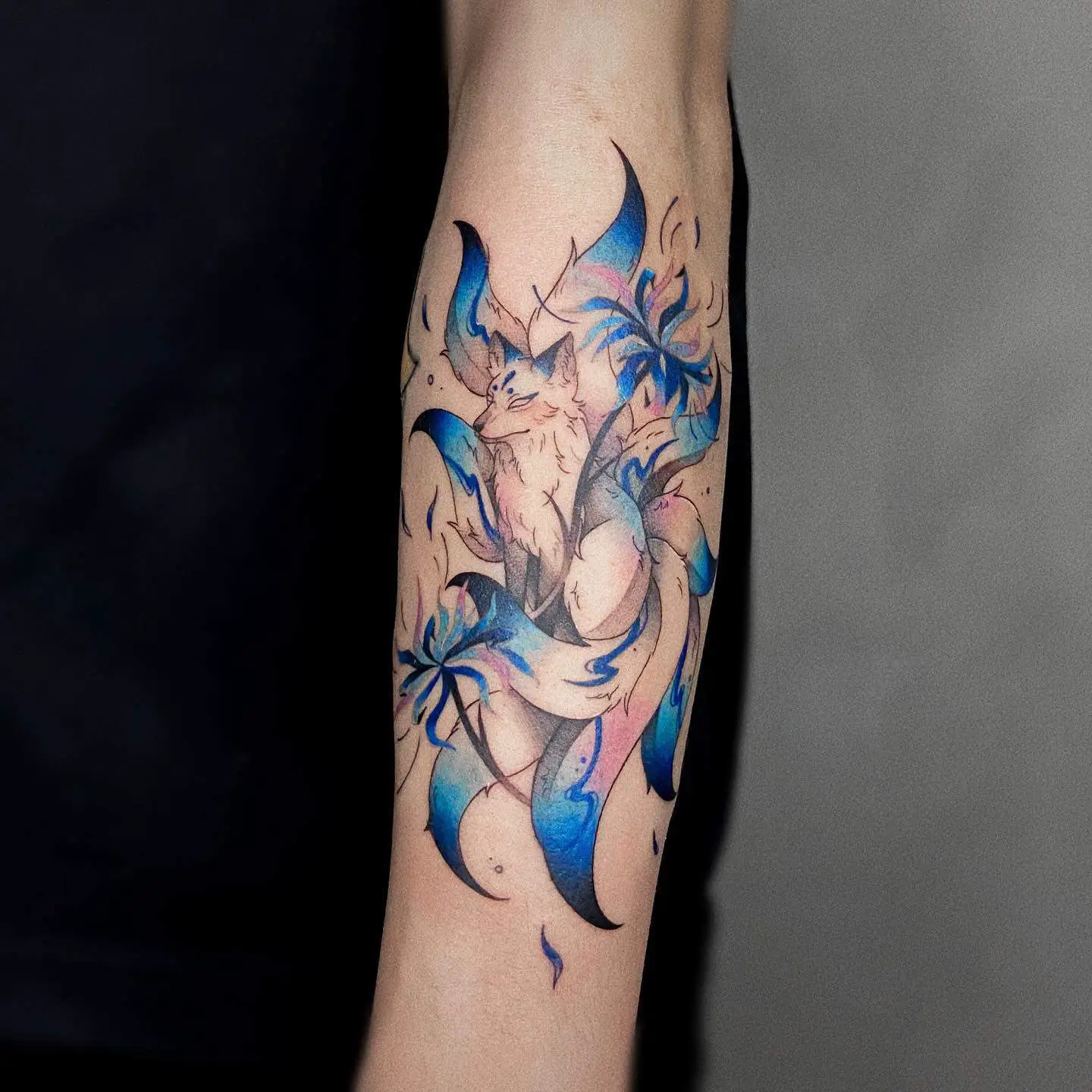 Amazing nine tail fox tattoo by iv.222.tattooist