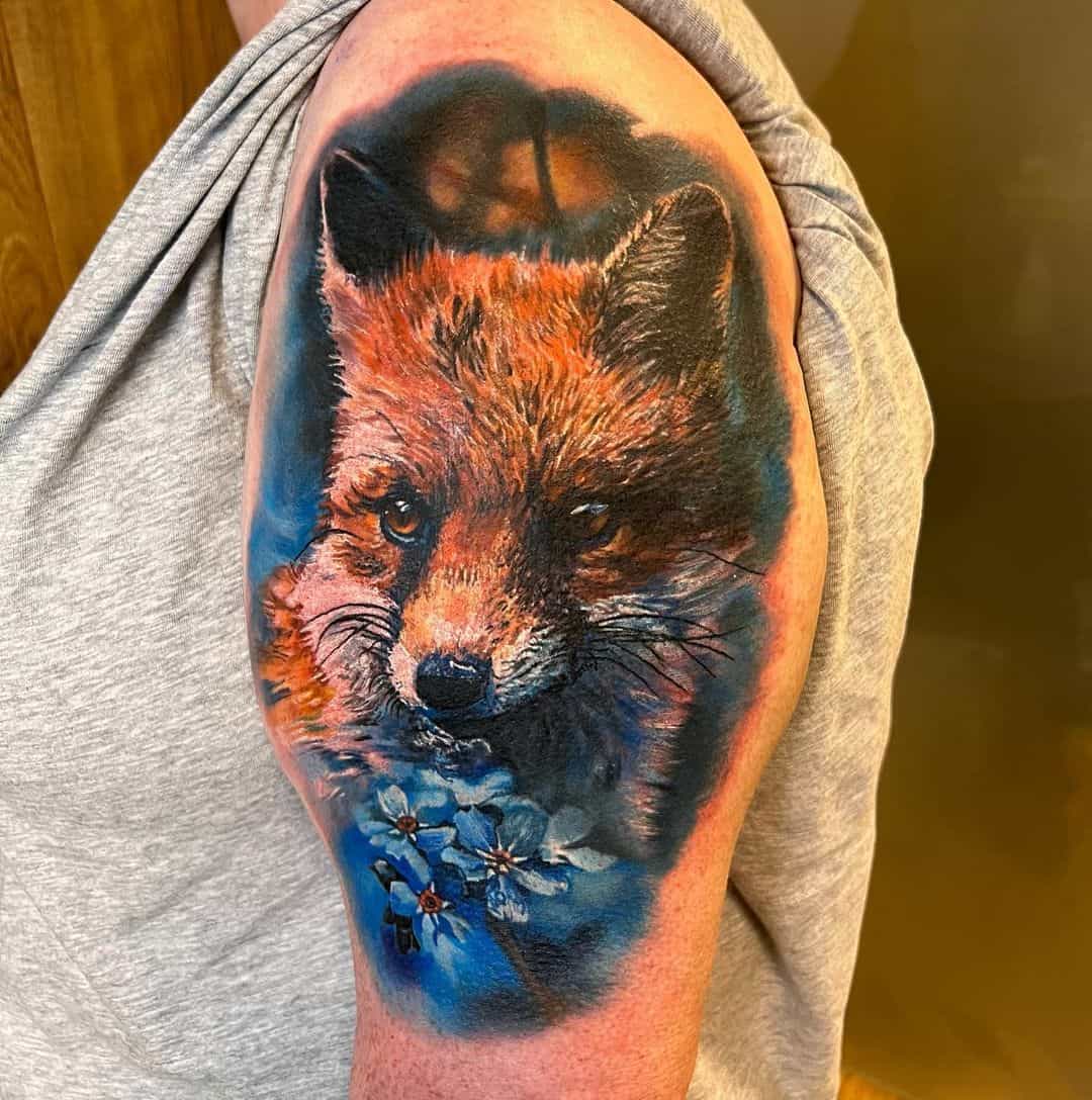 Amazing realistic portrait of fox by tattoopaulina