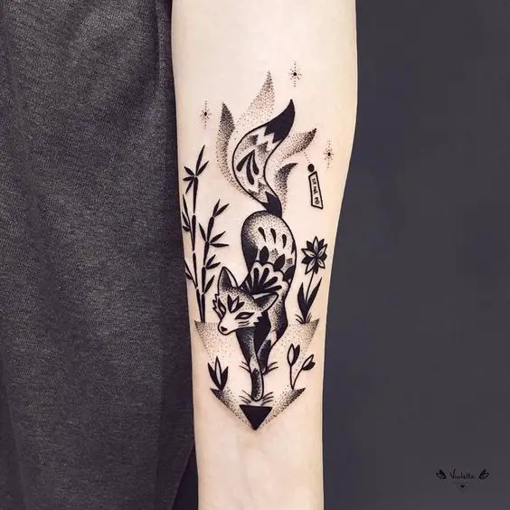 Amazing tribal fox tattoo design