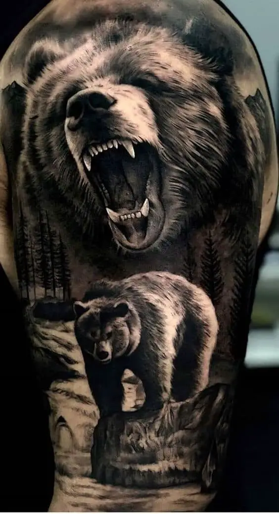 Bear portrait tattoo design 2