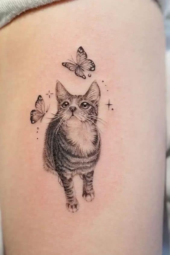 Beautiful cat tattoo design 1