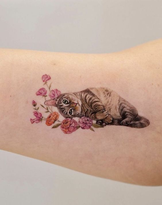 Beautiful cat tattoo design 2