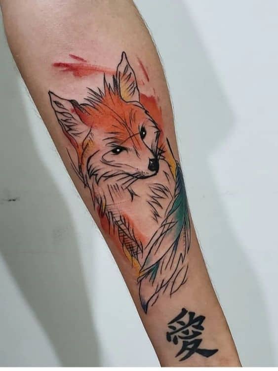 Beautiful fox tattoo on arm.1