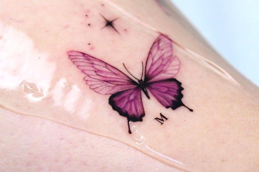 Beautiful realistic butterfly tattoo by redhaare