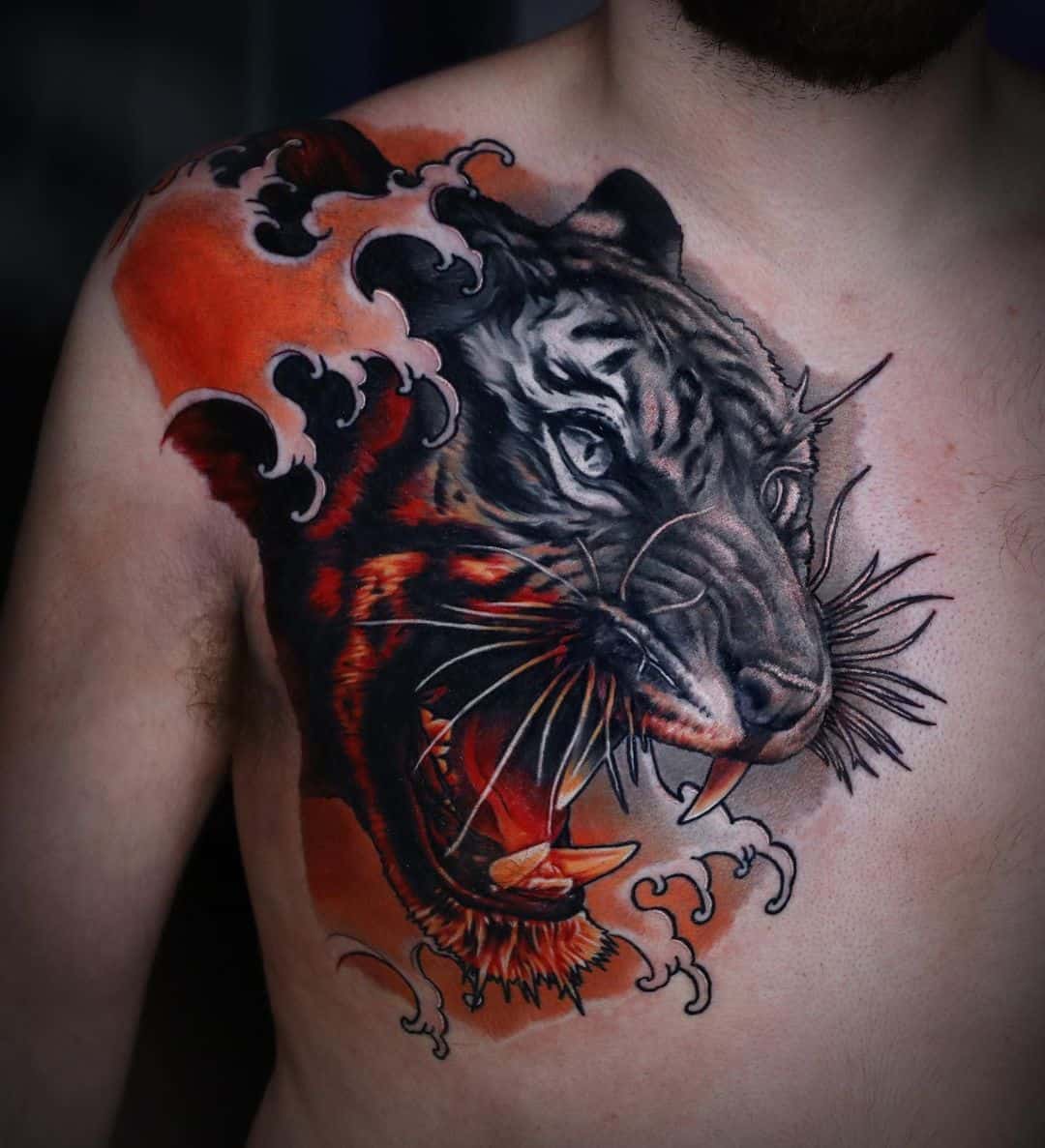 Bengal tiger tattoo design by cloutiermichael