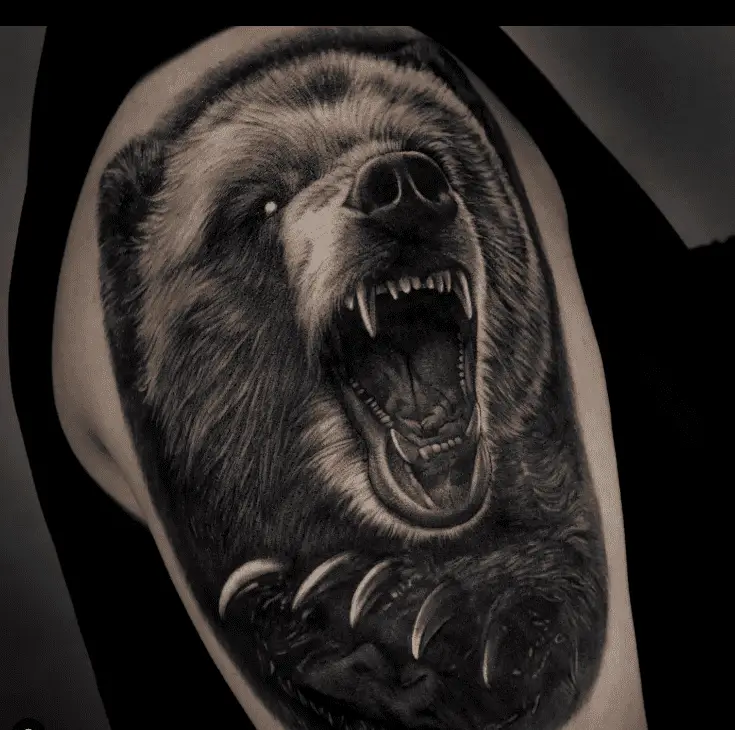 Color Neotraditional Growling Bear Tattoo  Love n Hate