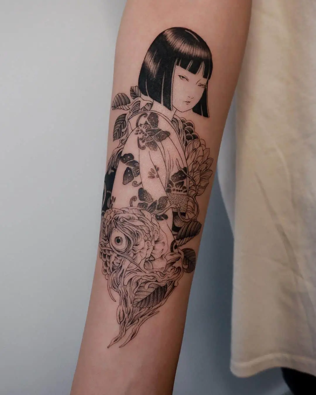 Beutiful japanese anime girl tattoo by jumee.tattoo