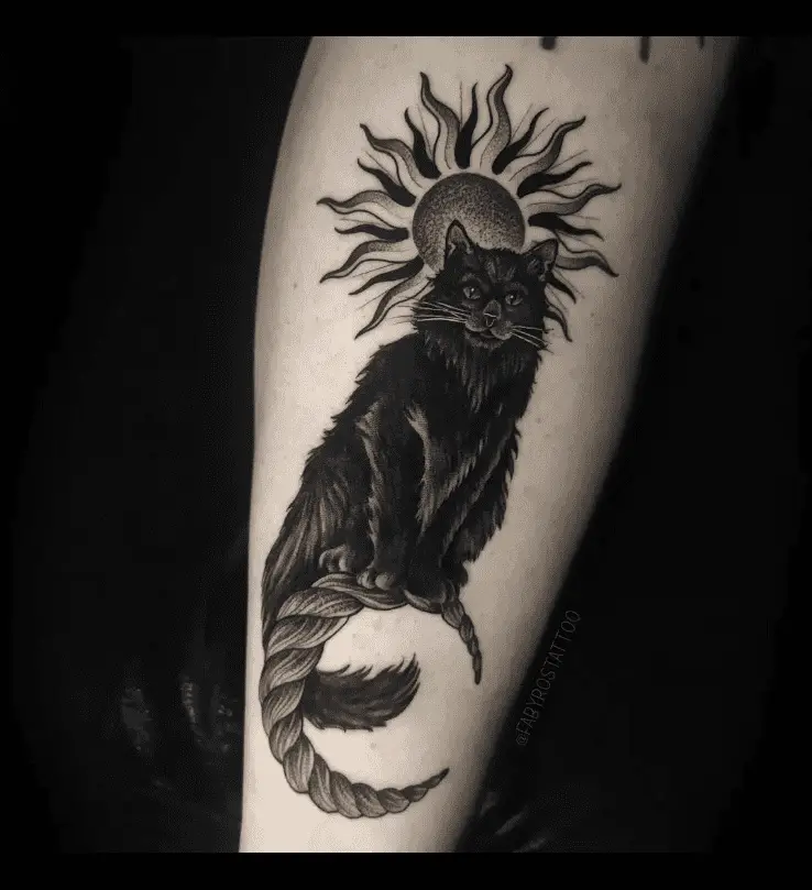 Black cat tattoo design by casa grega