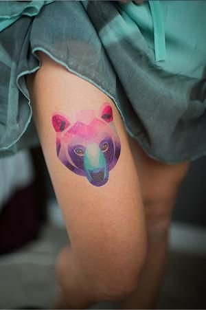 Colorful bear tattoo 2