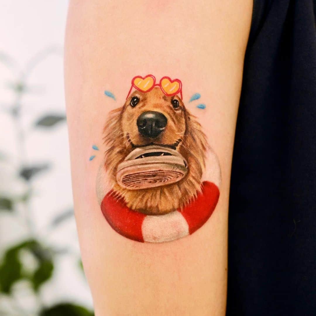 Cool dog tattoo by greens tattoo