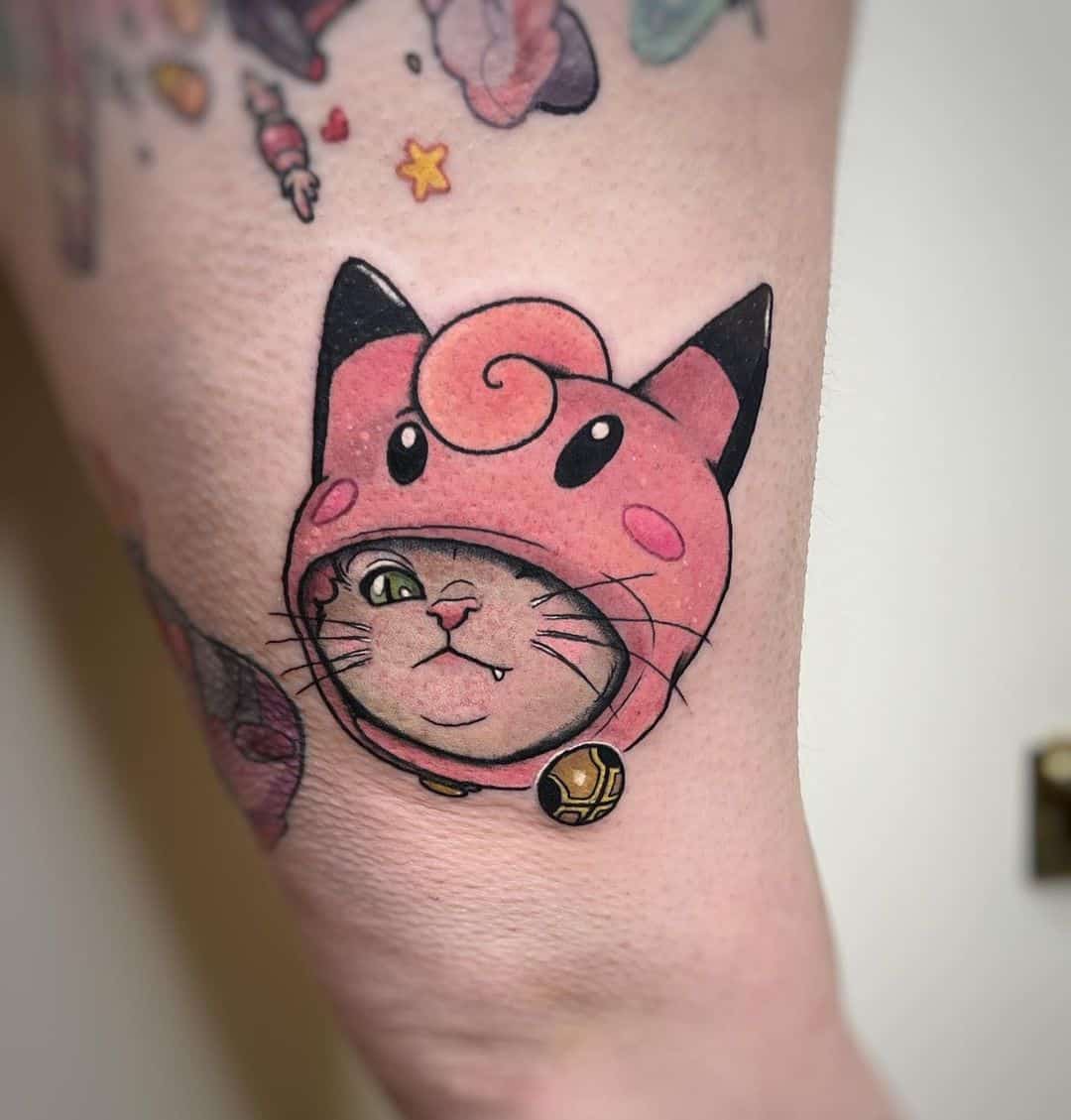Cute cat design on thigh by mrspopsicle