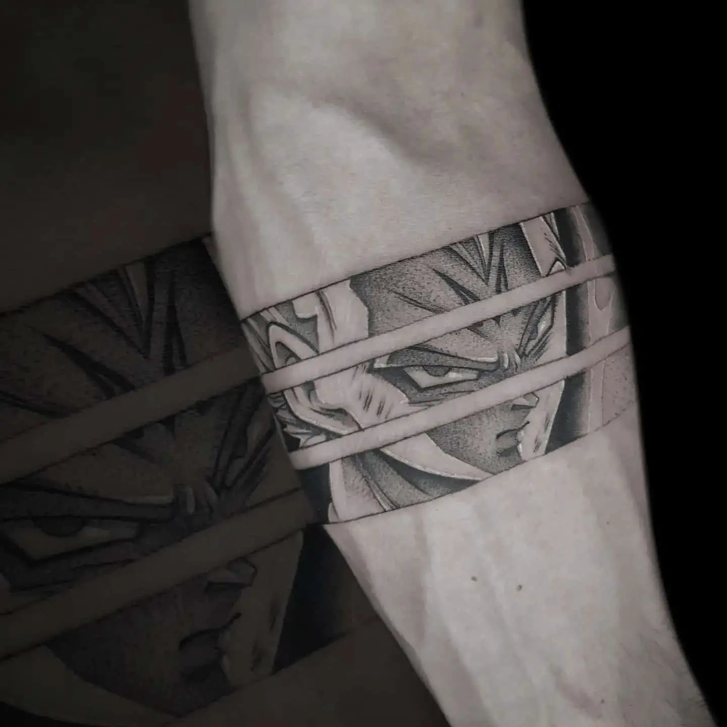Dragon ball character tattoo on arm by szymon olech tattoo