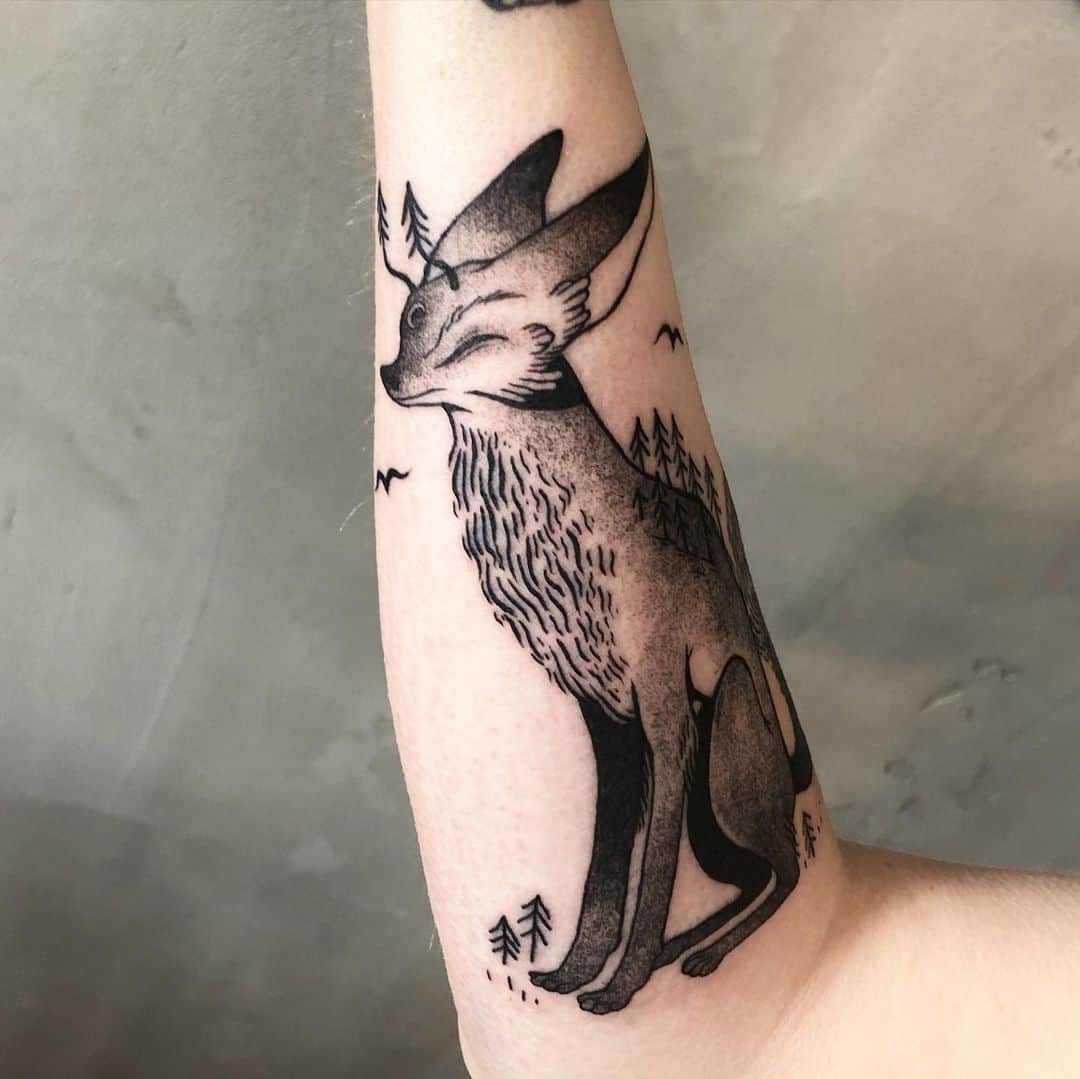 Fox tattoo on arm sleeve by luikiatkoska tattoo