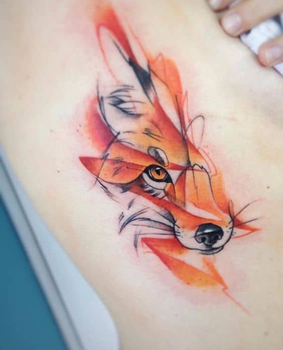 Geometric fox face tattoo