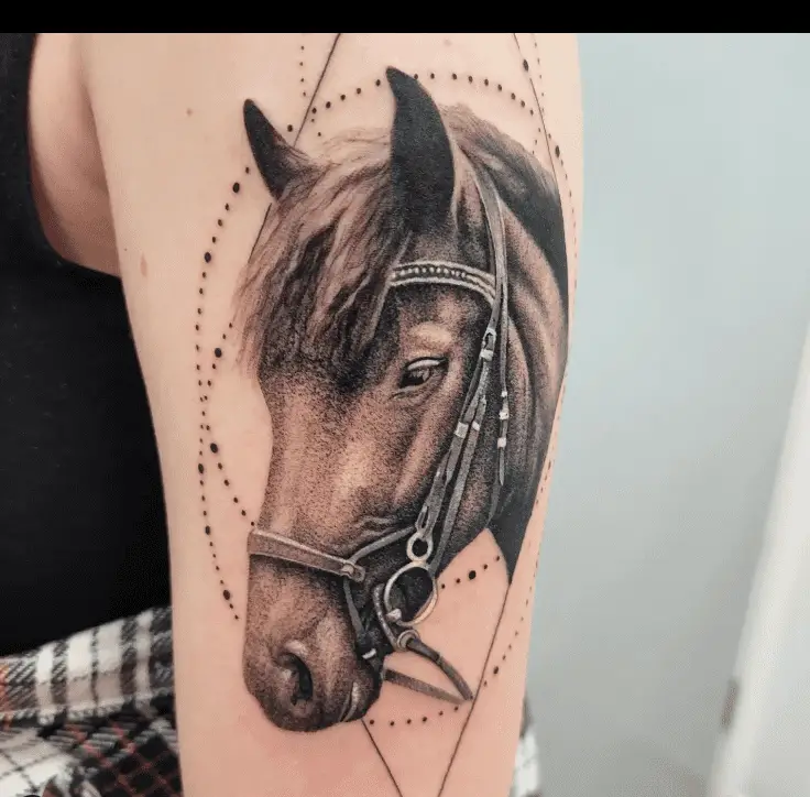 Geometric horse tattoo by emhigginstattoo