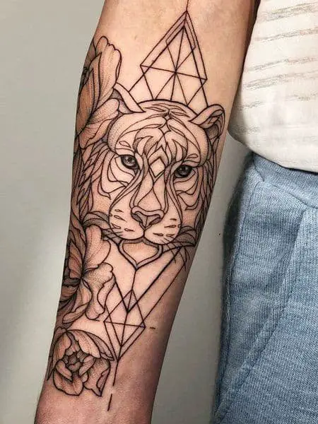 Geometric tiger on arm