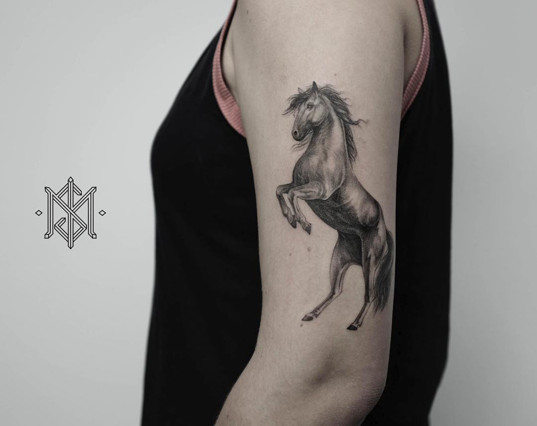 Horse portrait tattoo by nobleart zaragoza