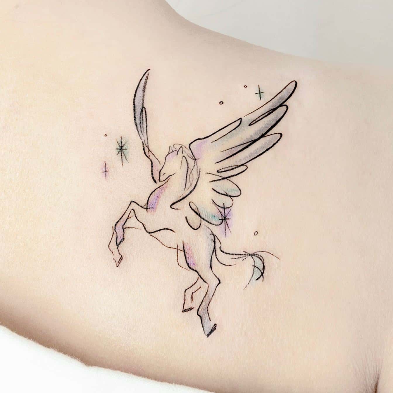 Horse with wings tattoo by heim tattoo